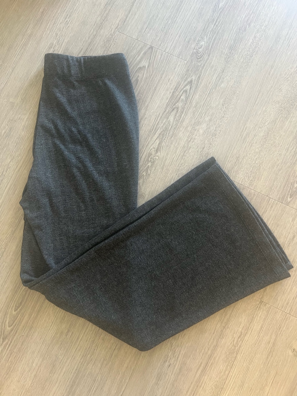 Max Studio London Gray Herringbone Wide Leg Pull On Trousers Pants | Workwear